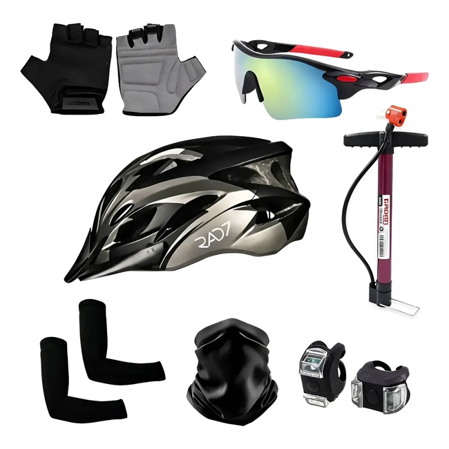 Capacete Bike Com Oculos Luvas Manguito E Acessorios