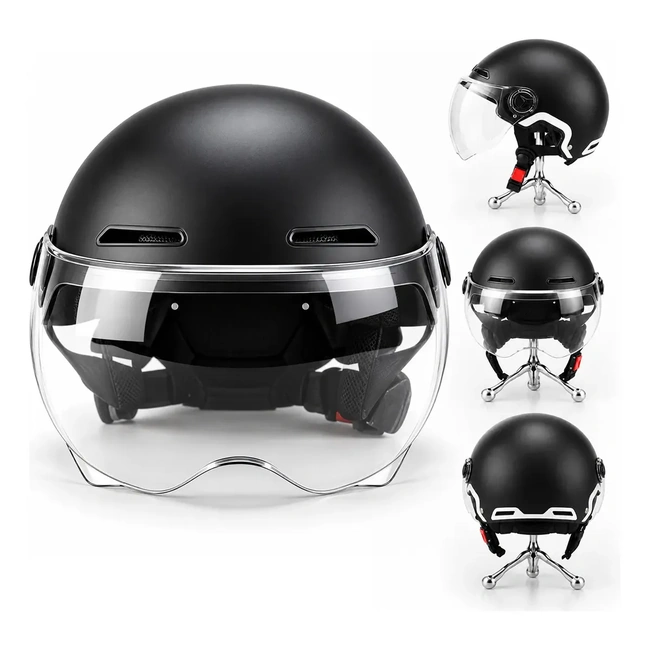 Capacete Para Bike Eletrica Com Viseira Transparente Preto 57 A 61cm