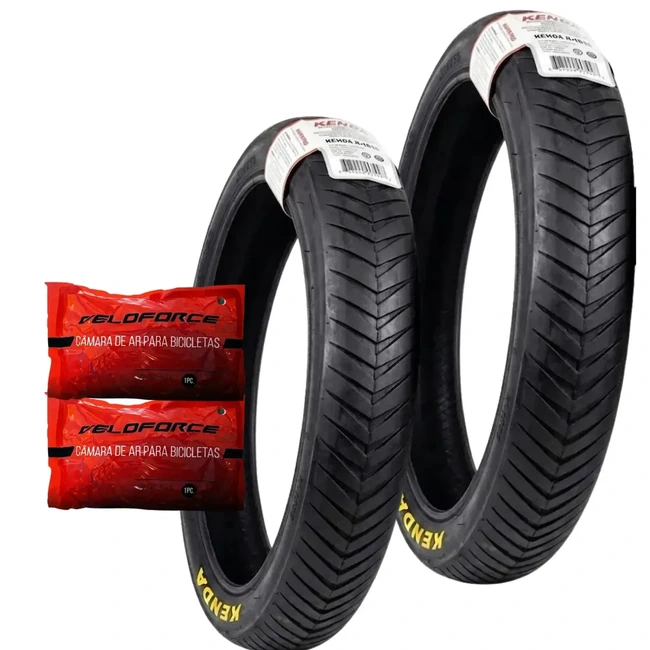Kit 2 Pneus Kenda Kraze 20x4.0 Chopper Fat Bike 2 Camaras Veloforce Bicicleta Eletrica