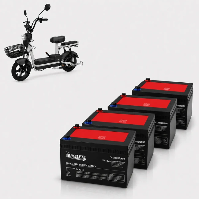 Kit 4 Bateria Bikelete 12v 15ah Para Bicicleta Eletrica
