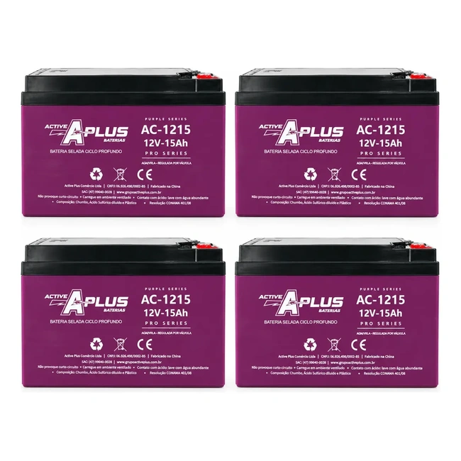 Kit 4 Baterias 12v 15ah Bicicleta Eletrica Patinete Scoote