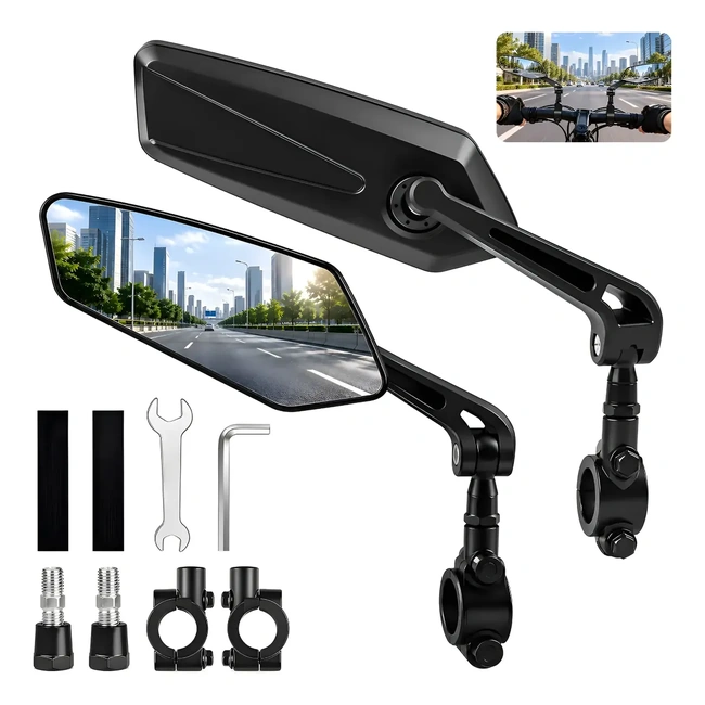 Pacote De 2 Espelhos Para Bicicleta Scooter Motocicleta